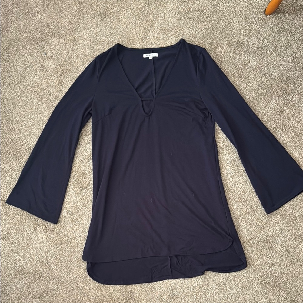 Navy Bell Sleeve Mini Dress